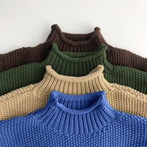 Custom Baby Turtleneck Sweater Hand Knitted Cotton Pullover Chunky Sweater
