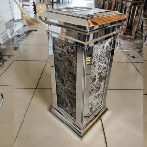 Hotel Elevator Entrance Large Marble Stainless Steel Trash Can with Ashtray