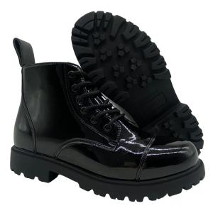 Custom Leather Motorcycle Boots Breathable Round Toe Boots For Men