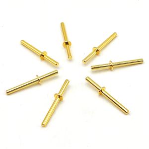 CNC Lathe Machined Pins Round Copper Contact Pins With Gold Plating Electric