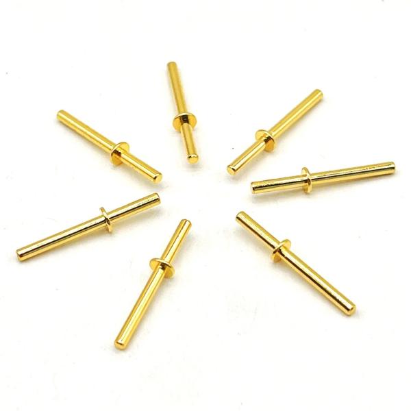 CNC Lathe Machined Pins Round Copper Contact Pins With Gold Plating Electric