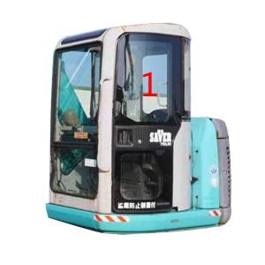 China High Impact Strength KOBELCO Excavator Glass 5mm Thick Left Door Up Position NO.1 on sale