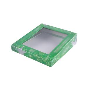 ISO9001 Green Cosmetic Gift Boxes Clear Window With Hypotenuse Lip