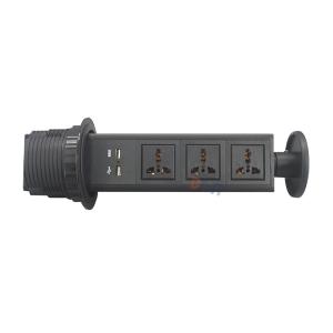 Full black built in worktop pneumatic pop up socket outlet for kitchen