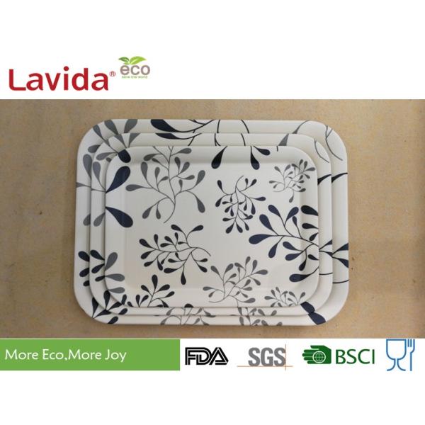 Tasteless Bamboo Fiber / Melamine Snack Tray Unbreakable Vintage Flower Style