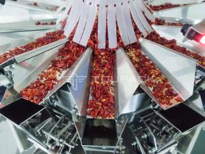 China 50g Dry Red Pepper Packing Machine Vertical Grain Bag With Multihead Weigher 120BPM on sale
