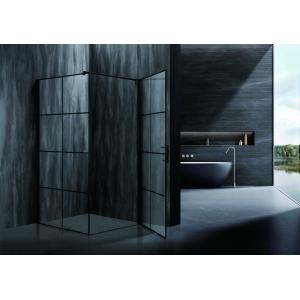 Black Frame Stripes Shower Enclosures With 6mm Tempered Glass For Morden