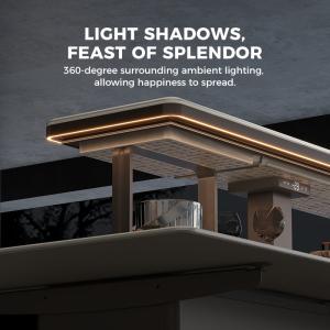 Adjustable Height Luxury Island Dining Table with Refrigerator Freezer and Wine