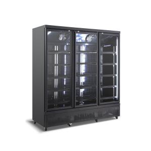 Black Color 3 Glass Door Commercial Freezer With Ventilated Cooling System