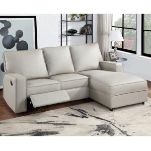 Sectional Sofa with 1 Rechliner Seat and Dropdown Table and Push Back Chaise,