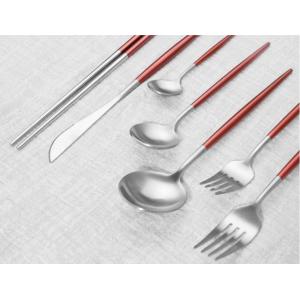 New Arrival Stainless Steel Flatware Set with Red Handle Color Kitchen Cutlery