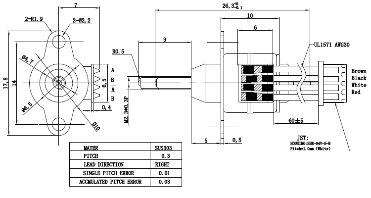 Mini 10mm diameter linear stepper motor 2-phase 4-wire fixed axis micro linear motor