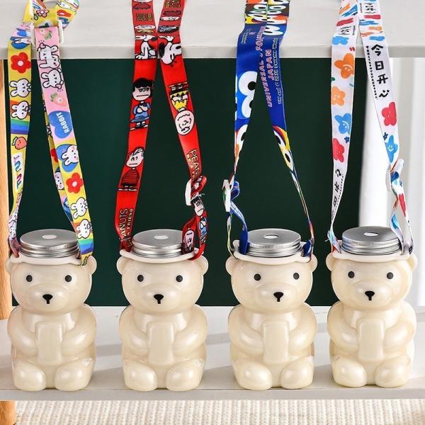 Shipping Cost Pet Base Material Creative Bear Shape Plastic Bubble Bottle with Aluminum Caps