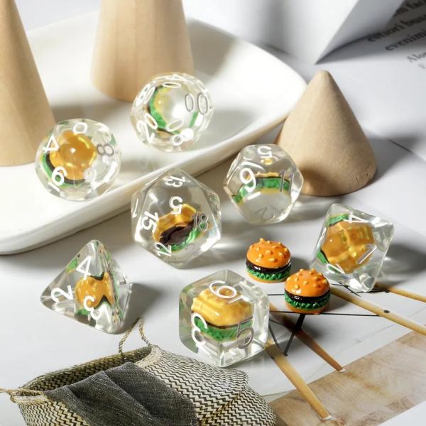 Quality Custom Polyhedral DND Dice Set Hamburger Gaming For RPG Role Playing Table Games wholesale