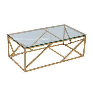 Rectangle 130x70x45cm SS Coffee Table Scratch Resistance Tempered Glass Top