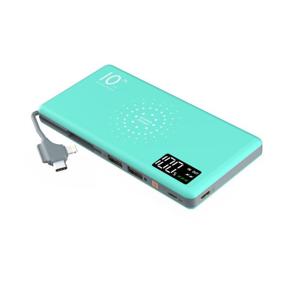 Quality High-end LED Screen Display QI Wireless Power Bank Type-C 10000mAh with 3-IN-1 Output Cable and 3 Output Ports Mobile Po wholesale
