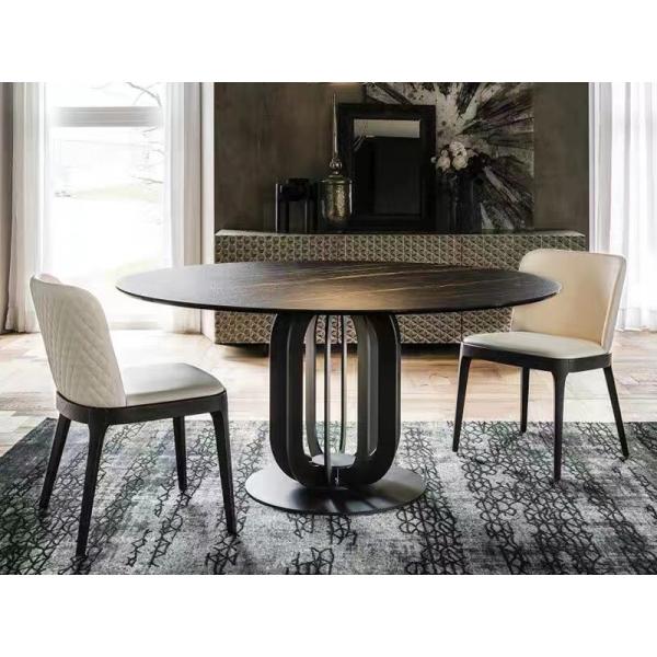 Modern Ceramic Sintered Stone dining Table Black Round Italian Marble Top Dining