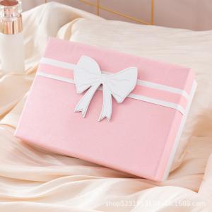 Sky Lid Gift Box Set Long Rectangular Cosmetics Scarf Packaging Bow Accent