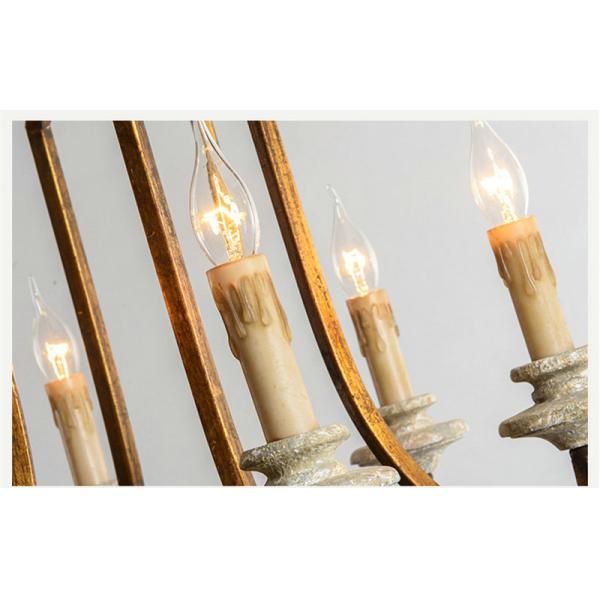 Wood teardrop Iron bronze chandelier for Living room Bedroom (WH-CI-72)