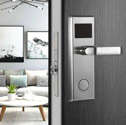 China Brushed Stainless Steel Half Automatic Handle Door Lock Smart RFID Card Hotel Management Software TT Lock Optional on sale