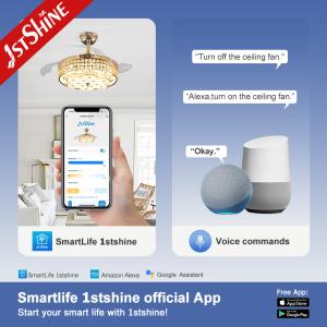 Three Blades 107cm Folding Chandelier Ceiling Fan Retractable Blades