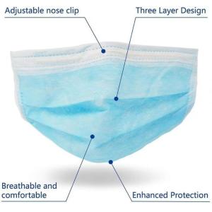 Non Irritating 3 Ply Disposable Face Mask , Anti Virus Earloop Medical Mask