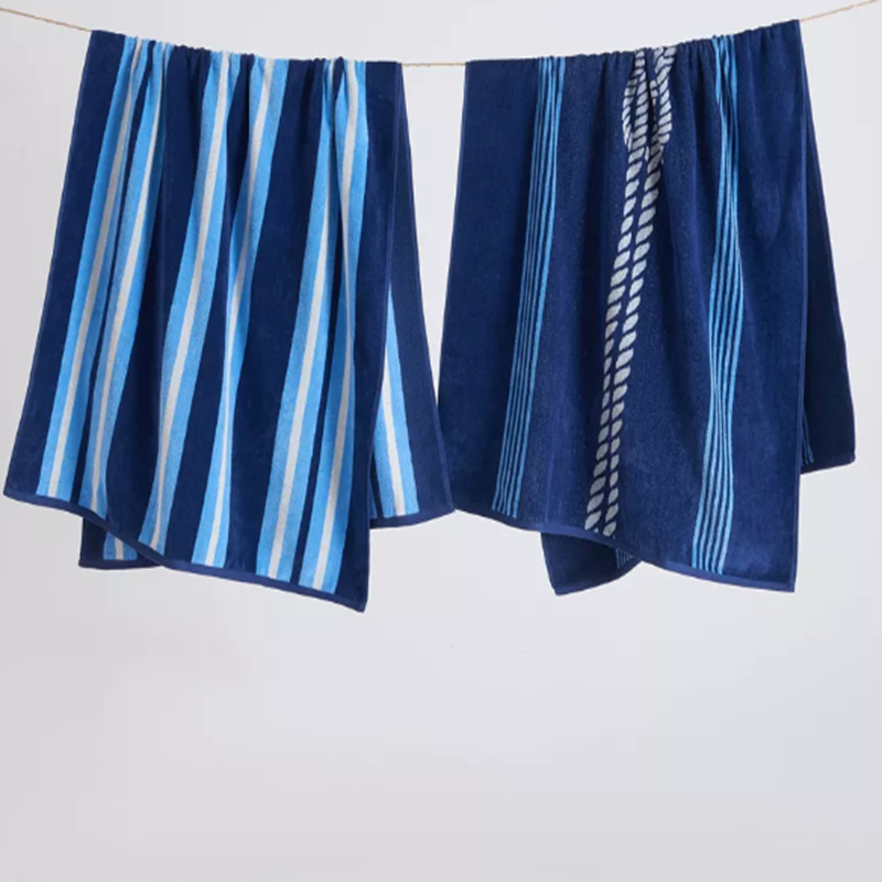 Designer Two Person Beach Towel - Ultra-Soft Cotton Velour Shared Towel with