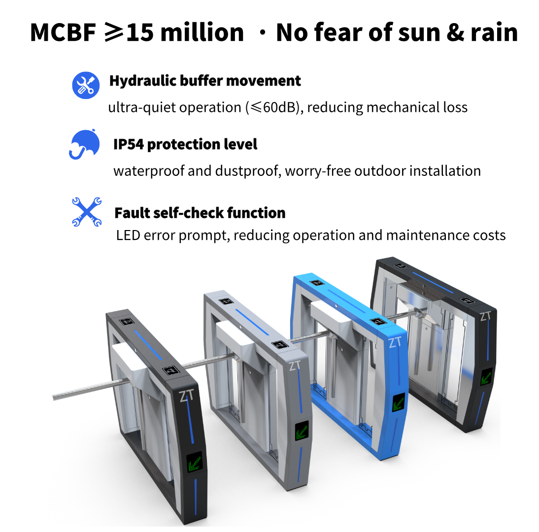 Full Automatic Double Arm Tripod Turnstile Gate with RS485 Communication AC 220V