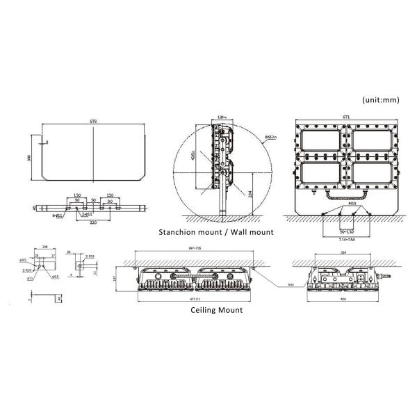 320W-480W KHJ Explosion Proof Led Lighting For Paint Booth Tank Series