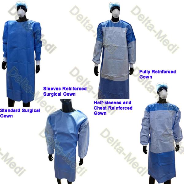 Quality 30g To 55g SMS Reinforced Sterile Disposable Surgical Gown AAMI LEVEL 3 wholesale