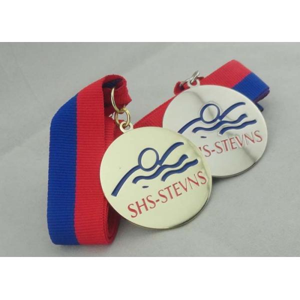 Quality Nickel Plated Ribbon Medals Square With Offset Printing Sticker wholesale