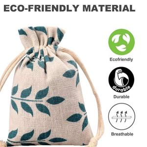 Breathable Muslin Drawstring Pouches , Burlap Reusable Bags Wedding Party