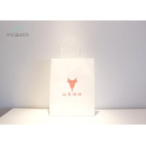 Full Coverage Takeaway Paper Bags Sturdy Handle For Coffee Packaging