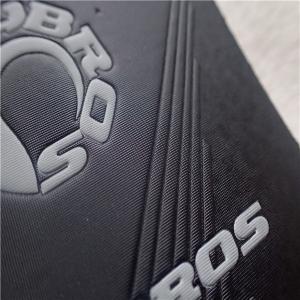 PU Leather Custom Clothing Patches , White Debossed Logo Line Dull Polish Big