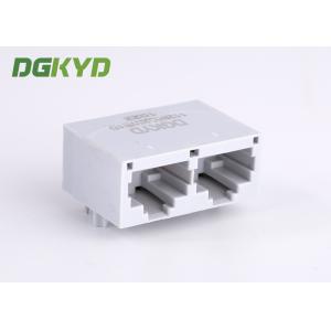 Gray plastic housing dual port rj45 plug connection jack with magnetic