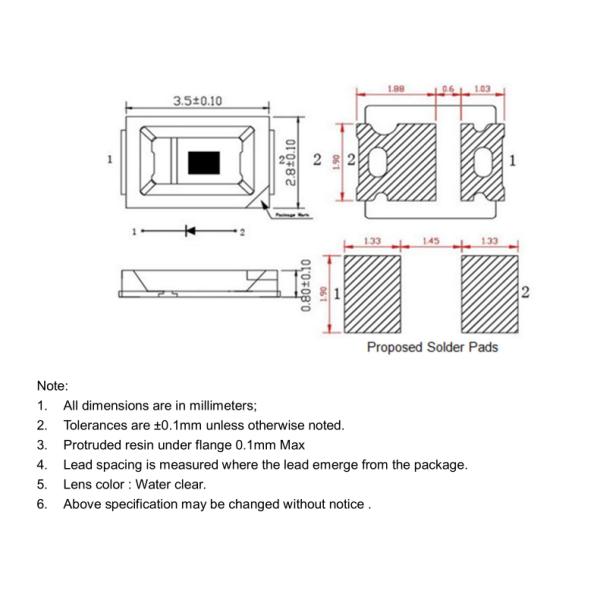 Infrared 2835 Pb-free 1550nm 120deg Infrared IR LED SMD Diode Emitter For Smoke Detector