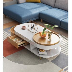 White Marble Top Coffee Table Multifunctional Oval Marble Coffee Table