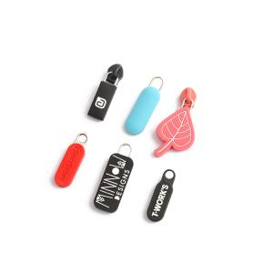 Red Gold Custom Silicone Labels Printing Soft Rubber Cartoon Modeling Zipper DIY