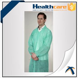 Cheap Conformable Medical Disposable Laboratory Coats With Pocket Collar Knitted Anti - Fluid for sale