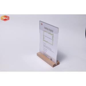 Acrylic Table Top Sign Holder Frame Menu Holder With Wooden Base