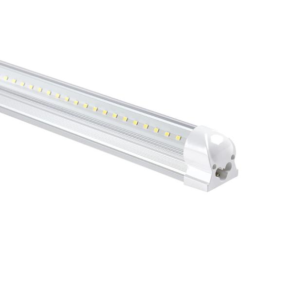 T8 4ft Integrated LED Tube Light 22W V Shape 2 Row 6500K Clear Linkable Plug and