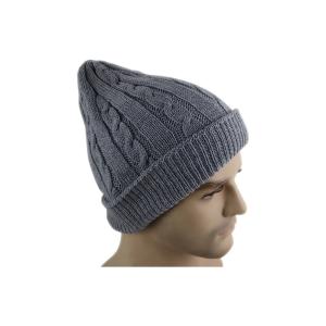 Unique Unisex Fitted Beanie Hats / Grey Mens Winter Beanie Hats 56-60CM