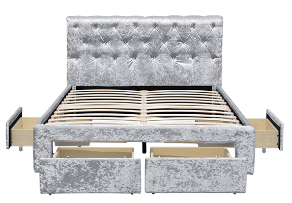 Torver Charcoal Plush Velvet Bed Frame BSCI CE EN-1725 Certification