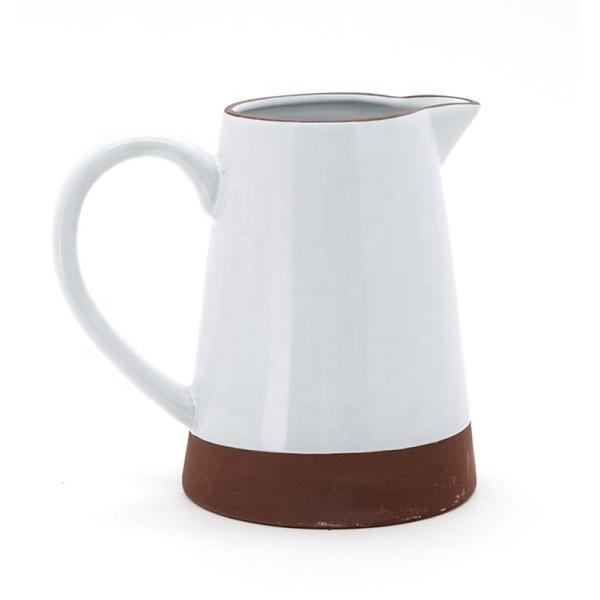 Quality White Ceramic Water Pitcher With Lid Custom Coffee Water Milk Pitcher Multicolored Manufacturing Jugs wholesale