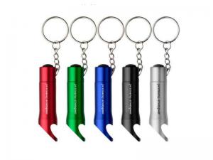 China Custom popular cheap personalized promotion gift anodized small led keychain light beer bottle opener key ring on sale