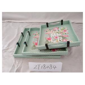 Floral Square Rectangle 67X5.5X86cm Wooden Food Tray