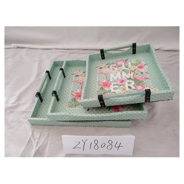 Quality Floral Square Rectangle 67X5.5X86cm Wooden Food Tray wholesale