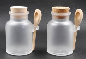 Cheap Cork bath salt jars with wooden spoon 100g, 200g, 300g, 500g for sale