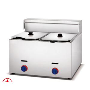 China Commercial Gas Fryer with 2 Burners 11.2kw Power R1 3/4 Gas Connection on sale