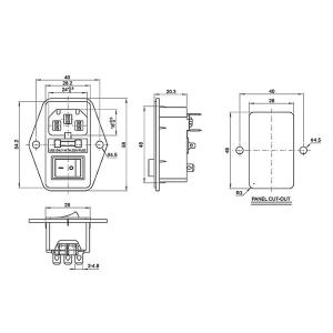 10A 250V AC Socket with Rocker switch